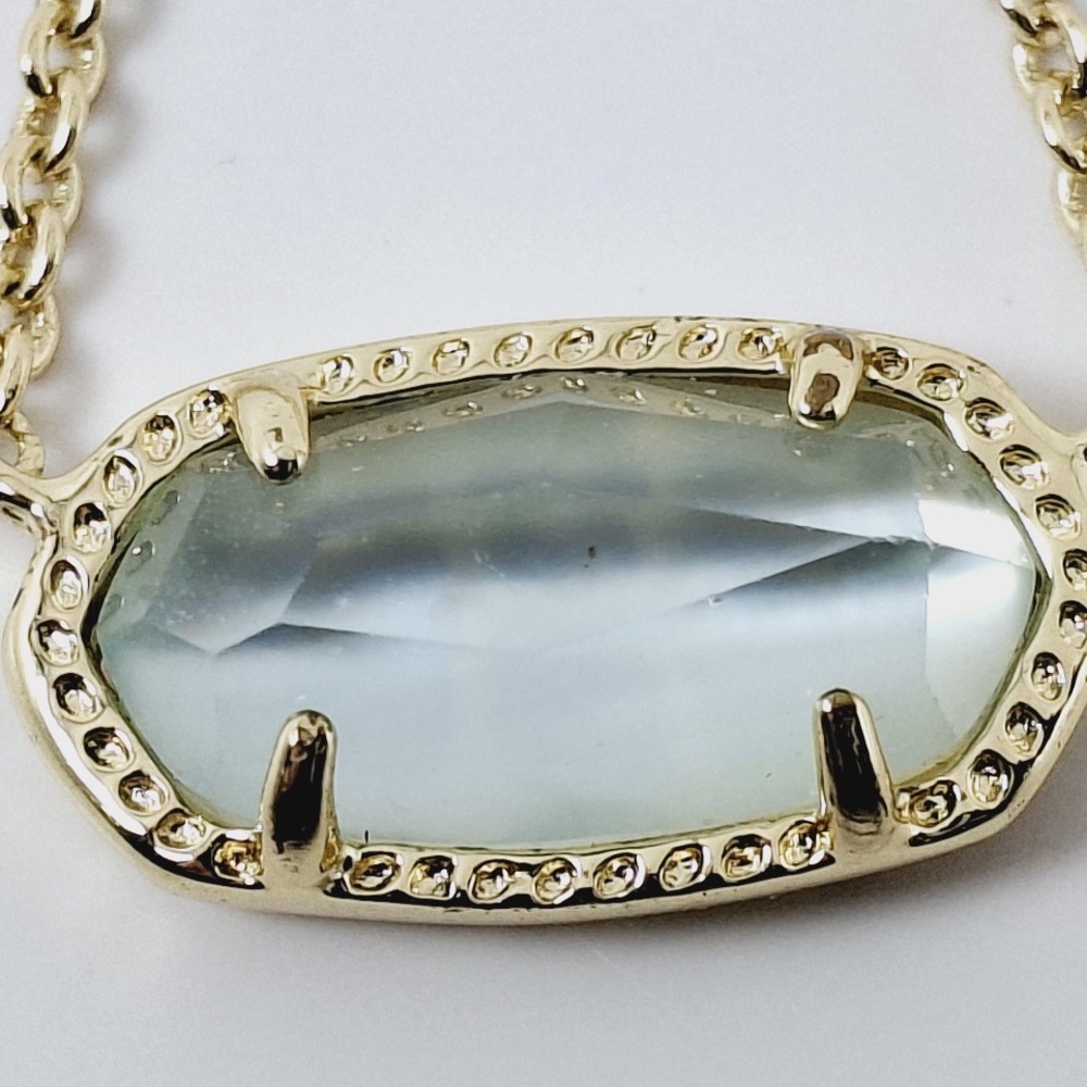 Kendra Scott Elisa Gold Pendant Necklace Aqua Crystal NWT 16 Inch Blue Statement - Picture 3 of 6